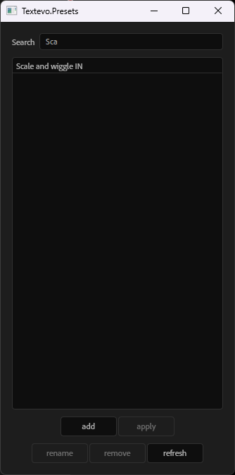 Presets window